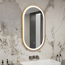Miroir LED Ovale Premium 80×50 cm – Cadre en Aluminium Doré (Vertical)