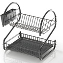 Egouttoir a Vaisselle 2 Niveaux en Acier Noir Mat
