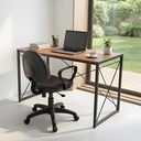 Bureau Moderne IRIS – Métal Noir & Bois Marron (Pliable)