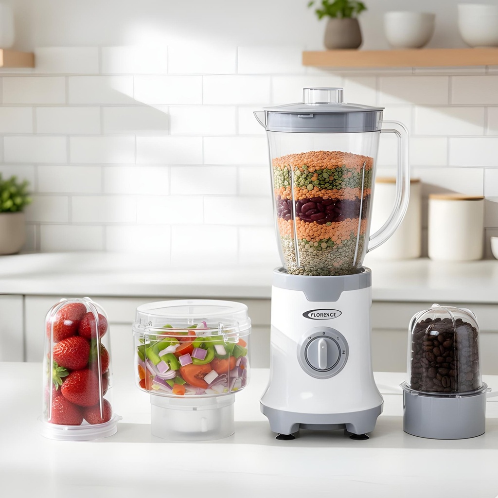 Mixeur Blender Électrique 5 en 1 Blanc – 1500W