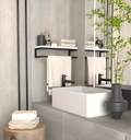 Porte-Serviettes Murale en Metal et Bois MDF