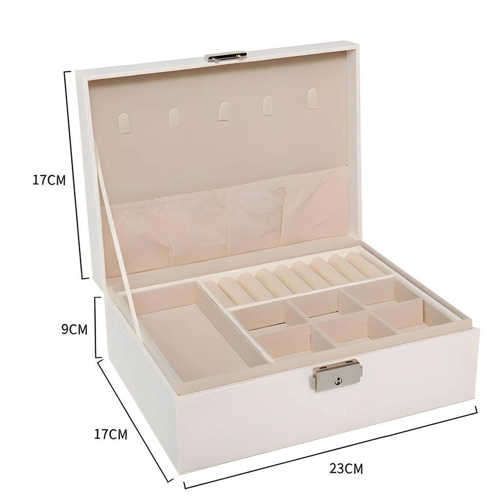 Boite a Bijoux en Simili Cuir Blanc – Rangement Luxe Velours