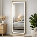 Miroir LED Rectangulaire 120×50 cm – Cadre Aluminium Doré