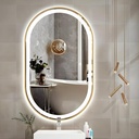 Miroir LED Ovale 80×60 cm – Cadre en Aluminium Doré