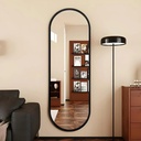 Miroir Ovale 123x50 cm – Cadre MDF Stratifié Noir