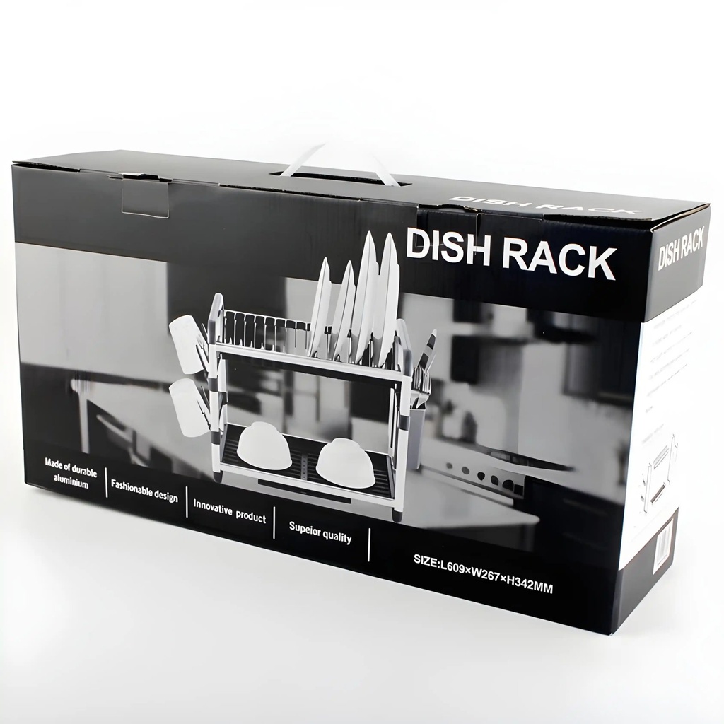 Egouttoir de Vaisselle Double Etage en Aluminium – Silver