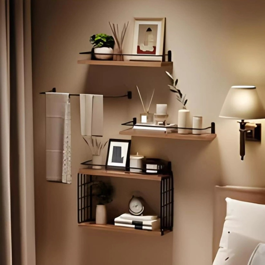 Ensemble Etageres Murales Noir/Marron