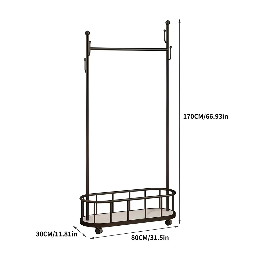 Porte-Vetements en Metal Noir avec Roues