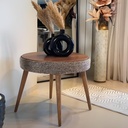 Table Basse SILVA – MDF Marron & Tissu Texturé