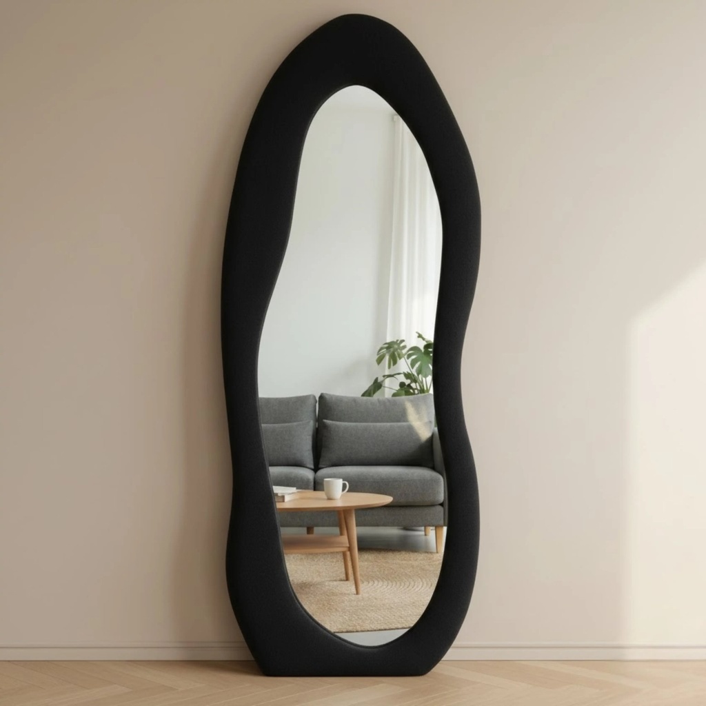 Miroir Sur Pied Organique EKOGOZLI Noir – 170 × 65 cm