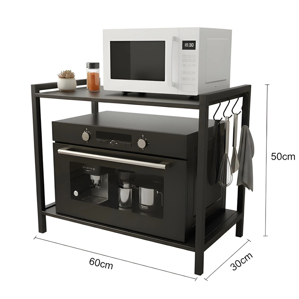 Support Micro-ondes & Four en Métal Noir