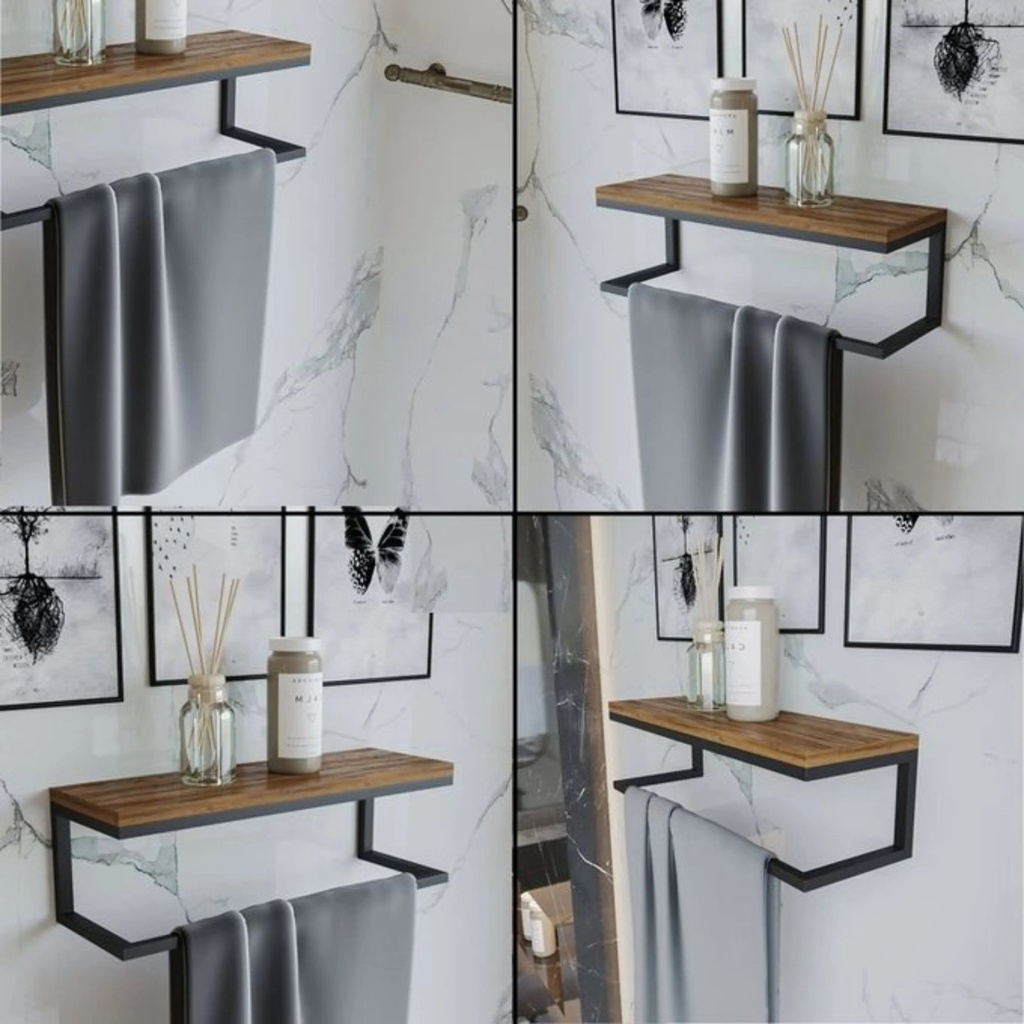 Porte-Serviettes Mural avec Étagère – Modèle Roma