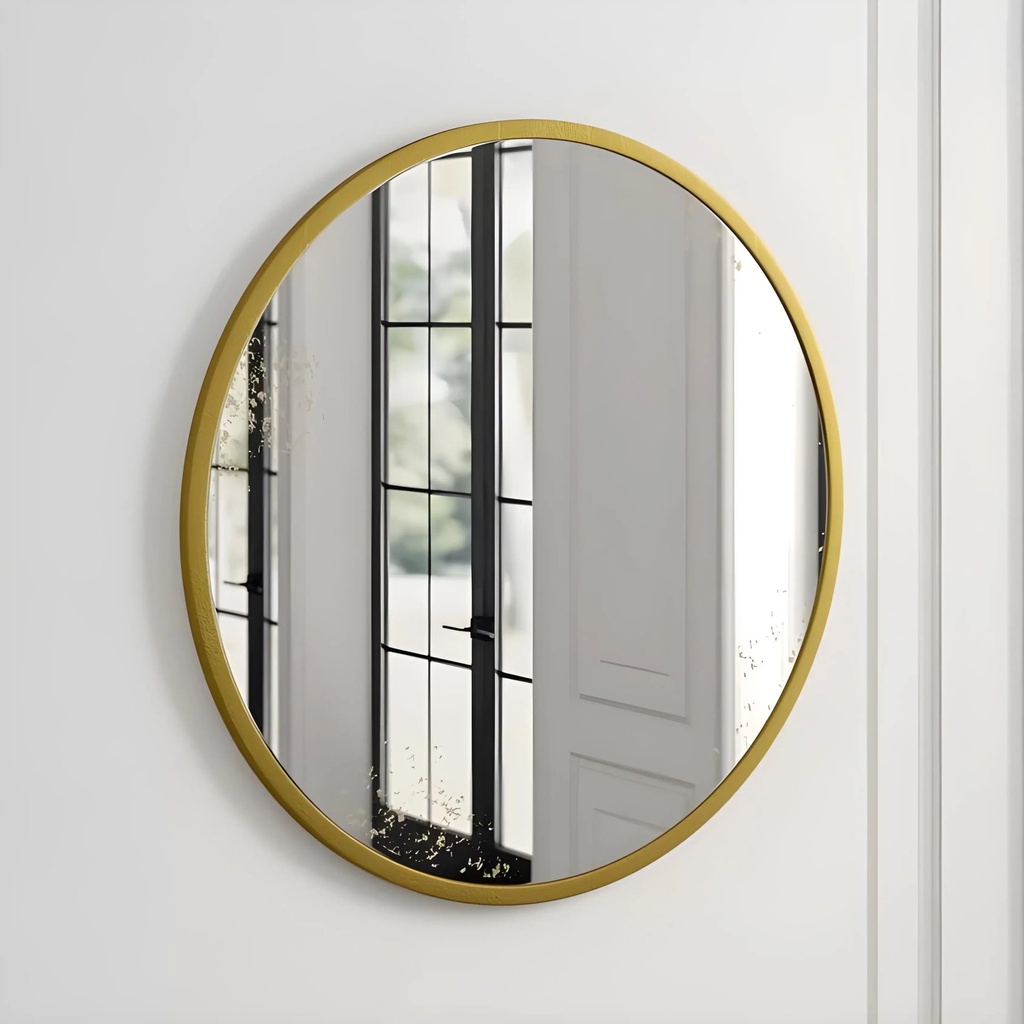 Miroir Rond 80 cm – Cadre Metal Dore
