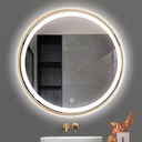 Miroir LED Rond 50 cm – Cadre Aluminium Doré