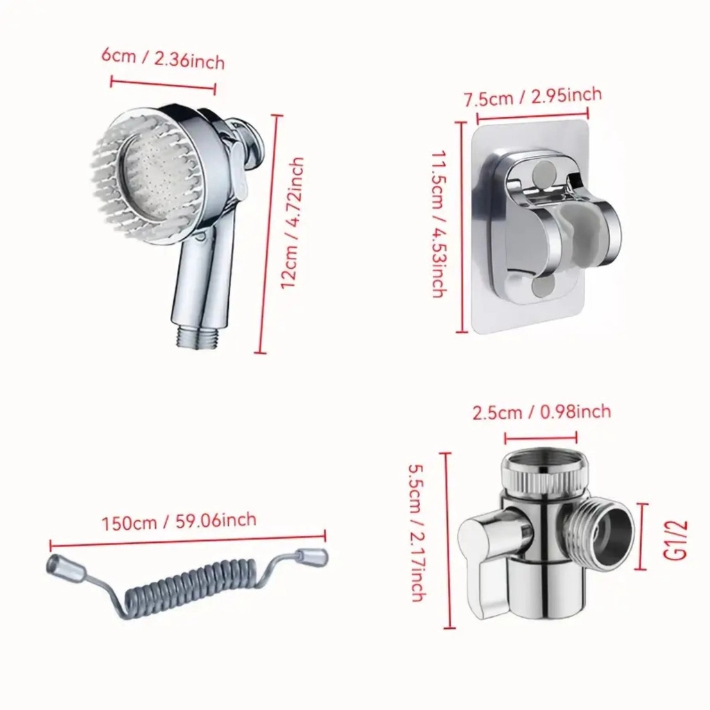 Douchette Multifonction 2 en 1 avec Brosse de Massage