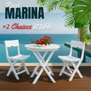 Pack Marina – Table + 2 Chaises (Blanc)