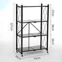 Etagere Metallique Pliable 4 Niveaux avec Roues – Noir