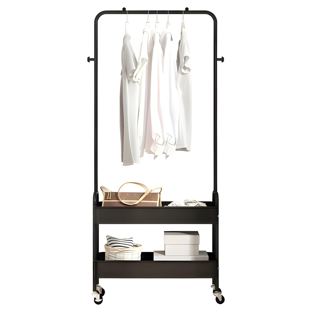 Porte Vetements en Metal – 2 Niveaux avec Roulettes