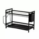 Egouttoir de Cuisine a 2 Niveaux Noir