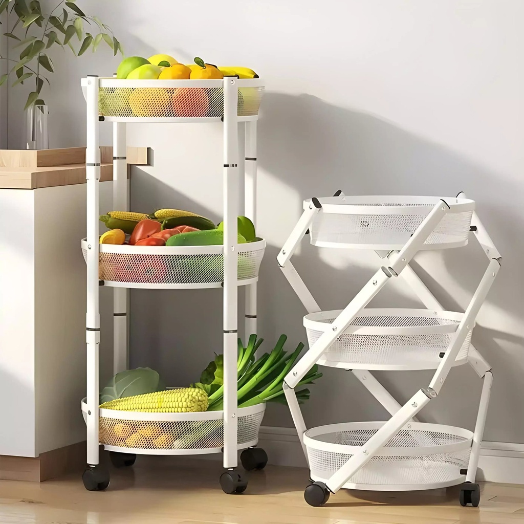 Chariot de Rangement à 3 Niveaux Blanc