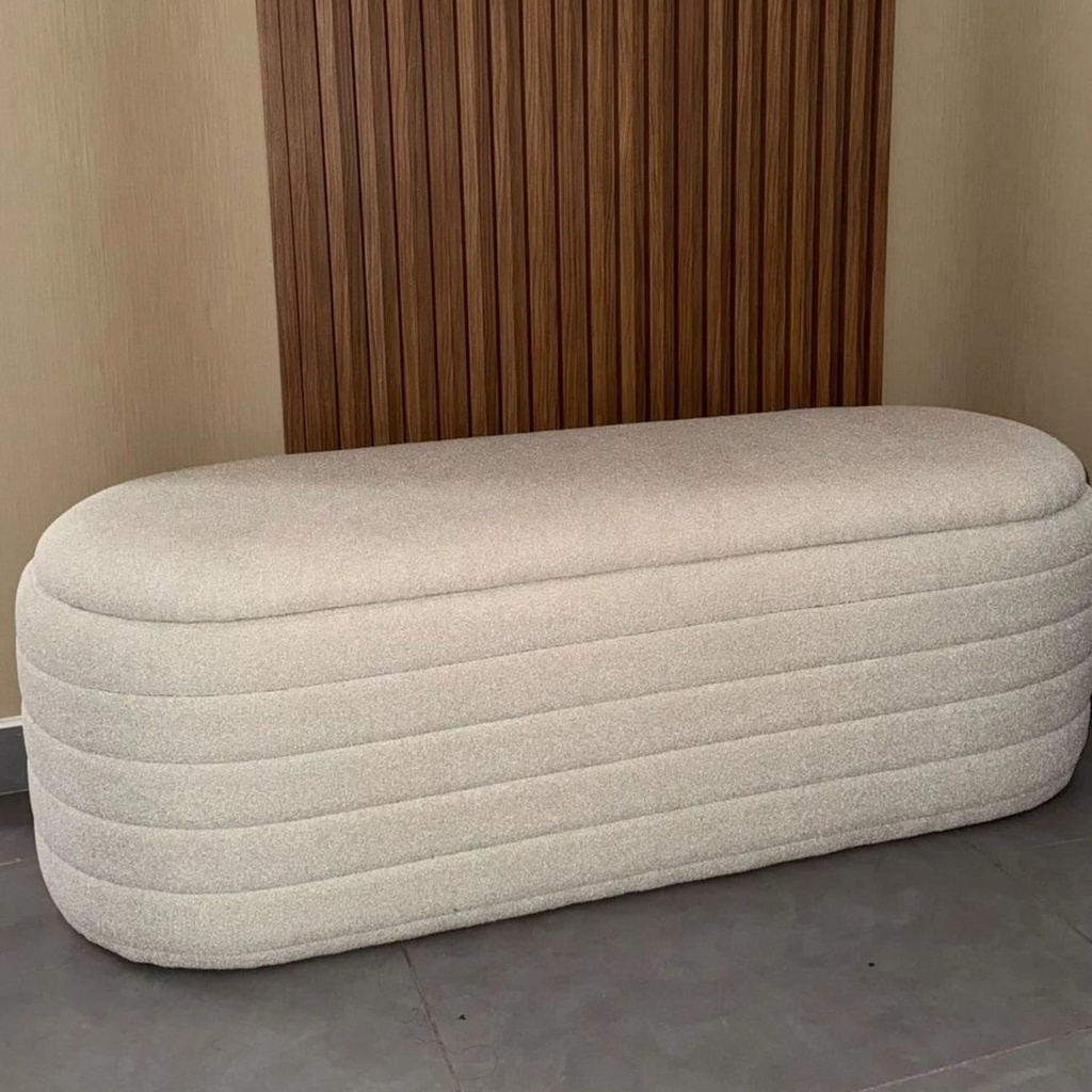 Banc de rangement en tissu boucle Beige