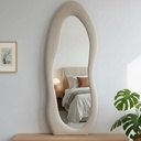 Miroir Sur Pied Organique EKOGOZLI Beige – 170 × 65 cm