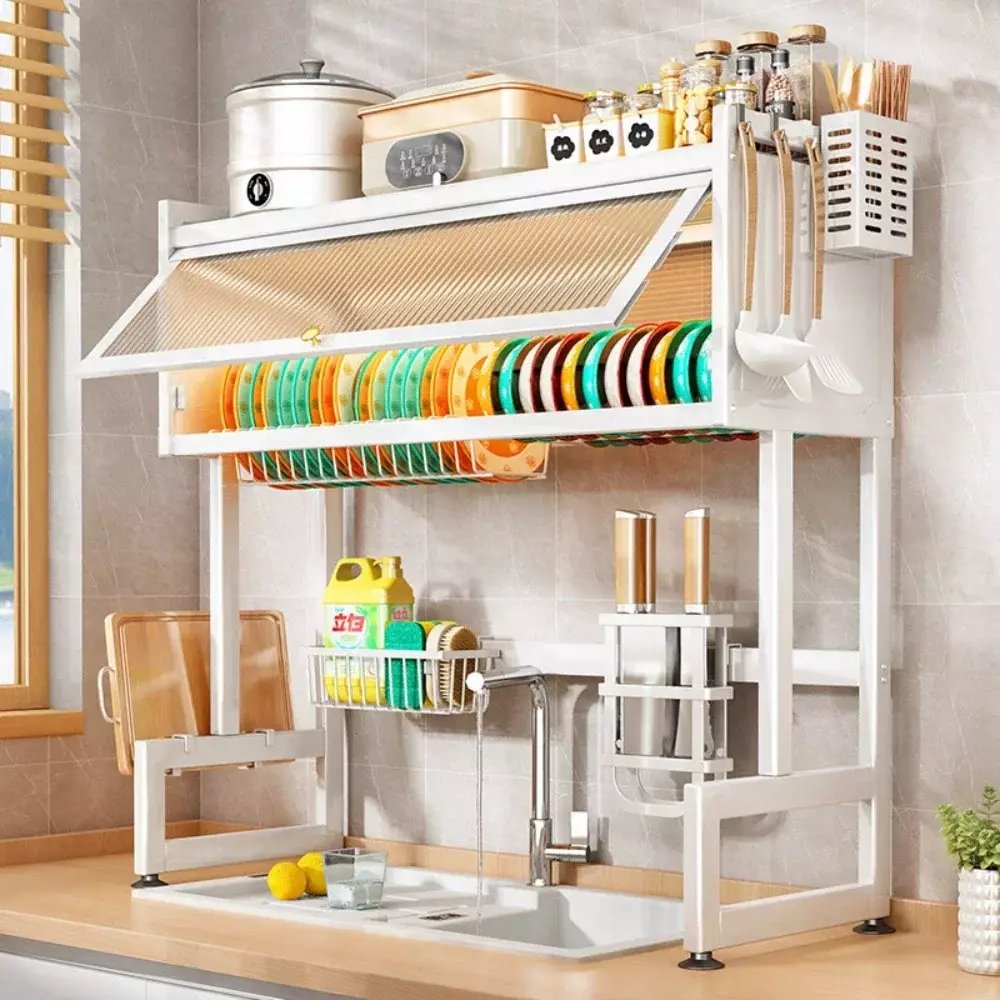 Egouttoir de Cuisine Multifonction Blanc 95cm