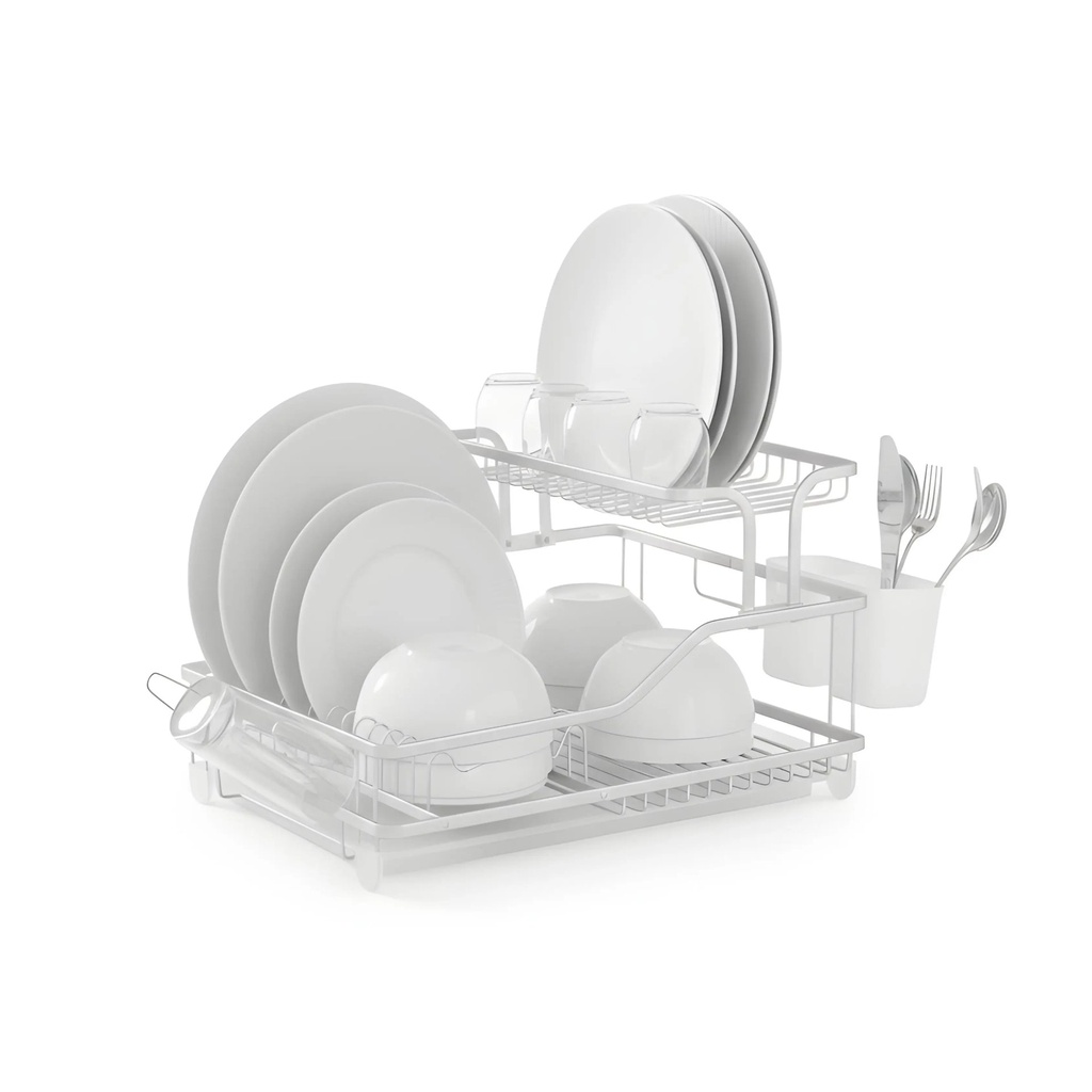 Egouttoir en Aluminium 2 Niveaux – Gris Aluminium