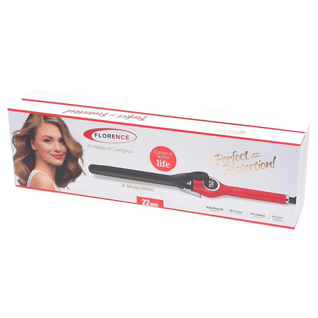 Fer a Boucler Florence 22mm Avec Afficheur 75W Rouge
