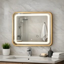 Miroir LED Carré Gold Premium 50×50 cm – Touch – Anti-buée