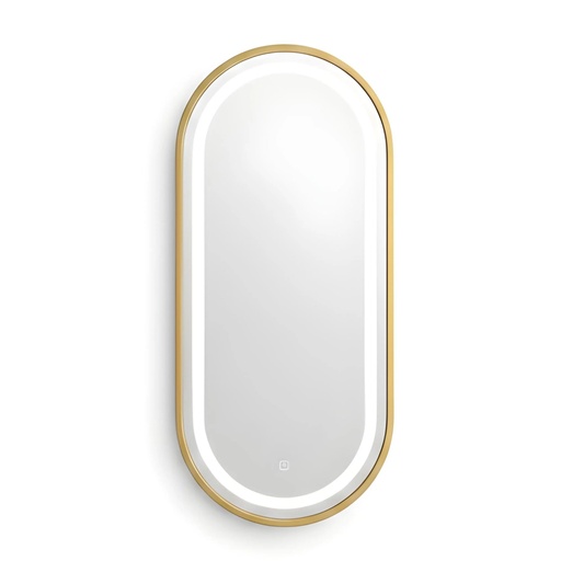 [TH-MLD-OV15050-GD] Miroir LED Ovale Vertical 150 × 50 cm – Cadre Aluminium Doré