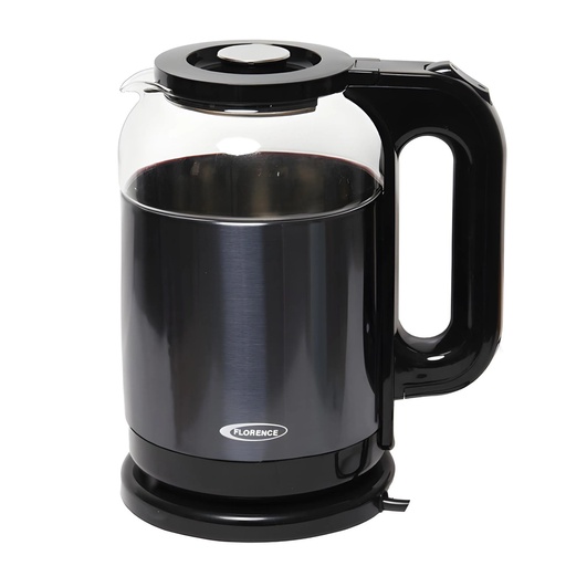 [HK415 / Noir] Bouilloire Électrique FLORENCE Noir Verre Borosilicate 2.0L – 1500W
