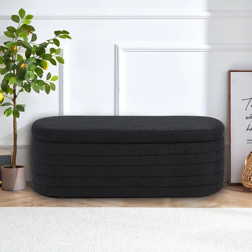 [TH-BANC-TEDDY-NR] Banc de Rangement en Tissu Boucle Noir