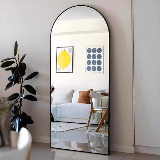 [SW-2443-LDFXA] Miroir Arque 170x70 cm – Cadre en Metal Noir (À Poser)