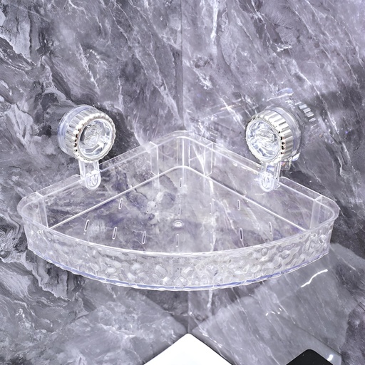 [TH-BATH-ANG27] Etagere d’Angle Murale Transparente avec Ventouses