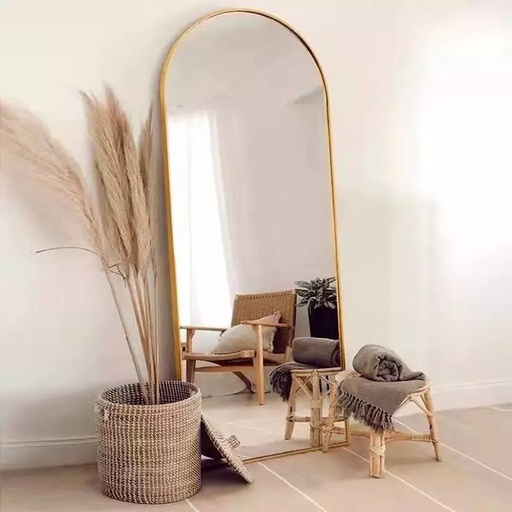 [SW-2443-AESSN] Miroir Arque 170x70 cm – Cadre en Metal Dore (À Poser)