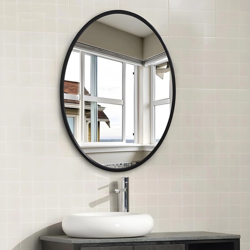 [TH-MR8060-N] Miroir Ovale en Metal Noir – 80x60 cm