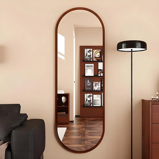 [MR-12350-OV-BR] Miroir Ovale 123x50 cm – Cadre MDF Stratifié Marron