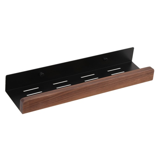 [TH-ETAG50-NYR] Etagere Murale 50 cm – Aluminium Noir & Bois Effet Noyer