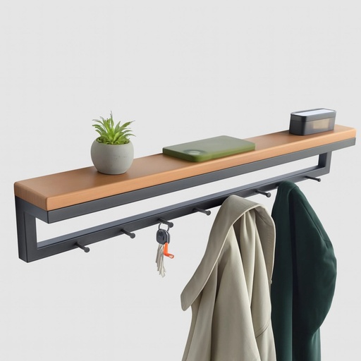 [PM-STARK-6H] Porte Manteaux Mural avec Etagere STARK 6 Crochets