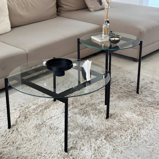 [SWOS-TR9652] Ensemble de Tables Basses OSCAR – Verre Trempe Transparent