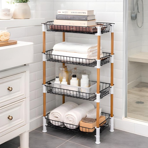 [TH-MR4-BW] Etagere de Rangement Multi-Niveaux – 4 Niveaux – Demontable