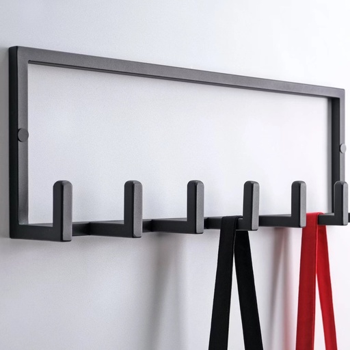 [SWPM-NR9651] Porte Manteau Mural 6 Crochets Metal Epoxy Noir