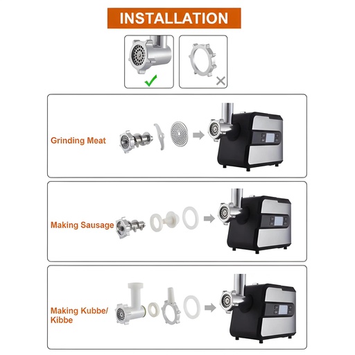 [FLR-MGY120B-1200W] Hachoir à Viande Électrique FLORENCE 1200W – Contrôle Digital