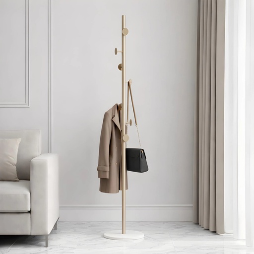 [PM-1708M] Porte Manteaux 8 Boules Beige