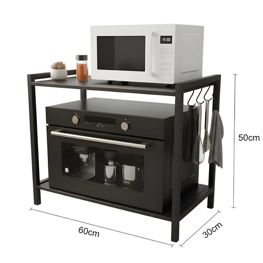 [KM-6030] Support Micro-ondes & Four en Métal Noir