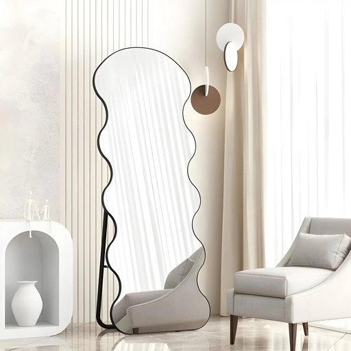 [PR16049] Miroir Ondulé Prima Noir – Design Moderne 160×49 cm