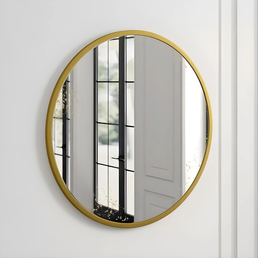 [TH-MIR-80DOR] Miroir Rond 80 cm – Cadre Metal Dore