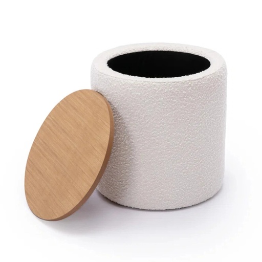 [TH-PF5040-BCL] Pouf Boucle avec Rangement Beige & Marron 50x40cm