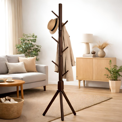 [PM-112] Porte-Manteau Sur Pied Design Arbre – Bois Noyer
